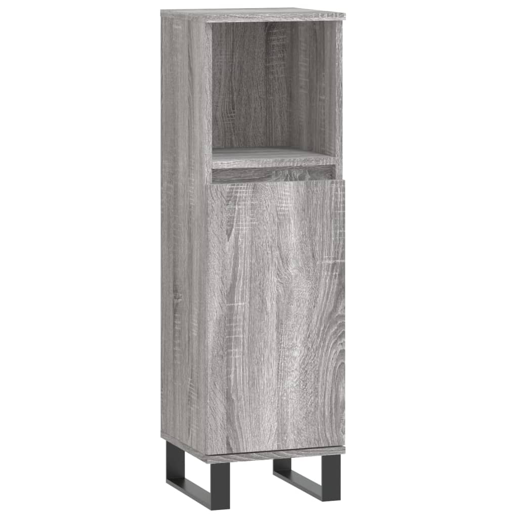 Armario de baño madera contrachapada gris Sonoma 30x30x100 cm