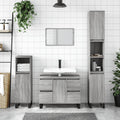 Armario de baño madera contrachapada gris Sonoma 30x30x100 cm