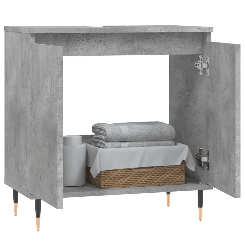 Armario de baño madera de ingeniería gris hormigón 58x33x60 cm