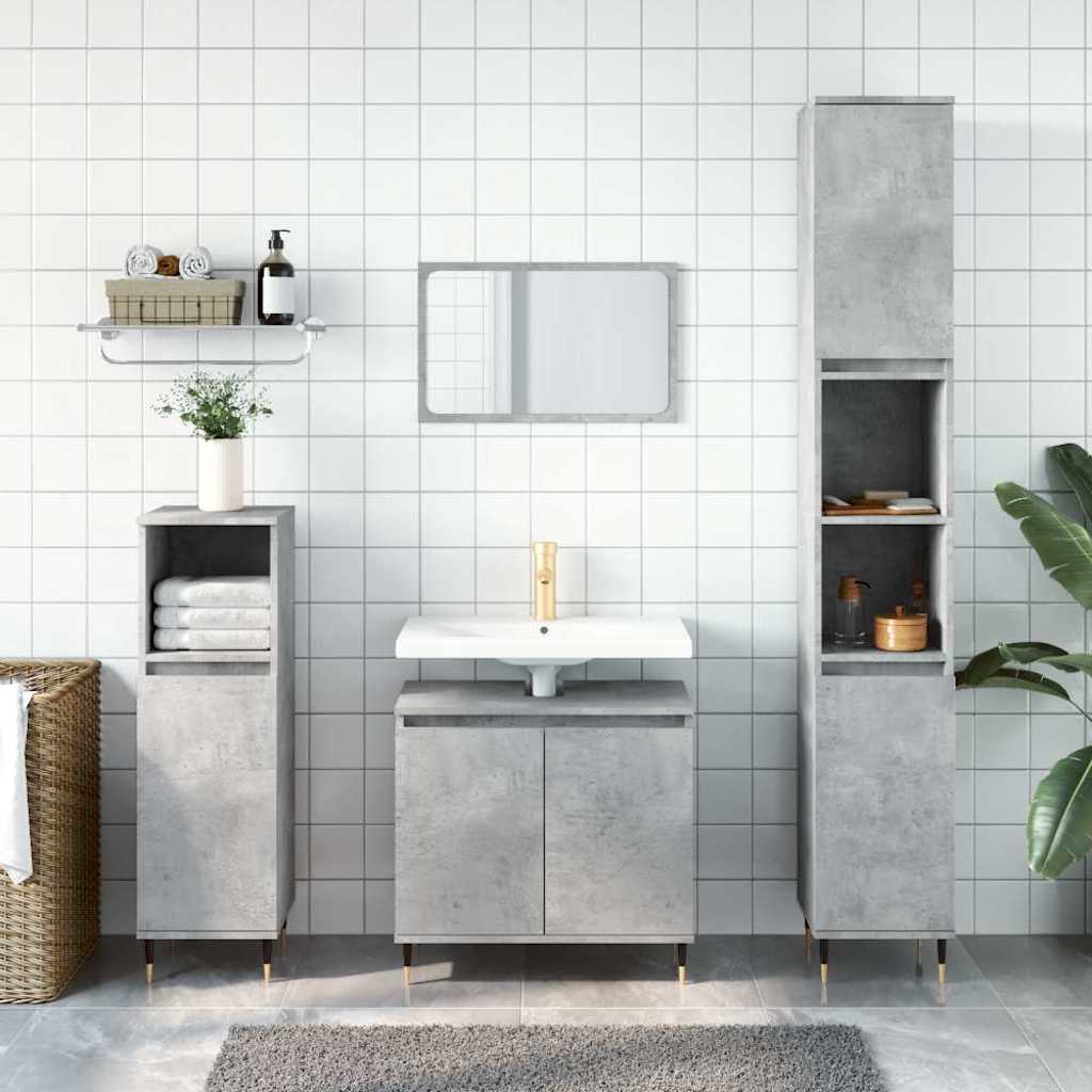 Armario de baño madera de ingeniería gris hormigón 58x33x60 cm