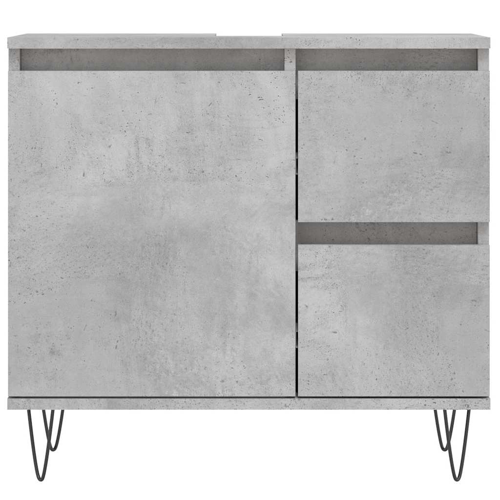 Armario de baño madera contrachapada gris hormigón 65x33x60 cm