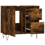 Armario de baño madera contrachapada roble ahumado 65x33x60 cm