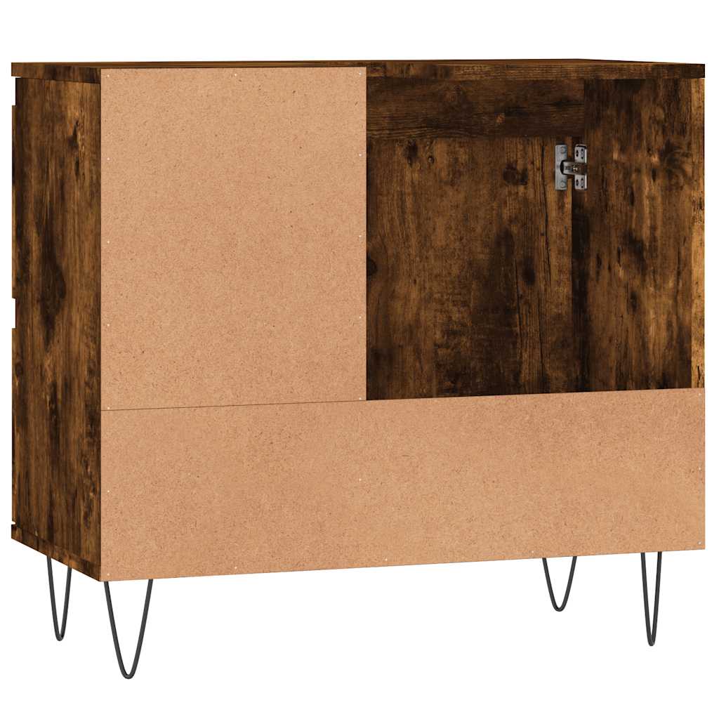 Armario de baño madera contrachapada roble ahumado 65x33x60 cm