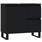 Armario de baño madera contrachapada negro 65x33x60 cm