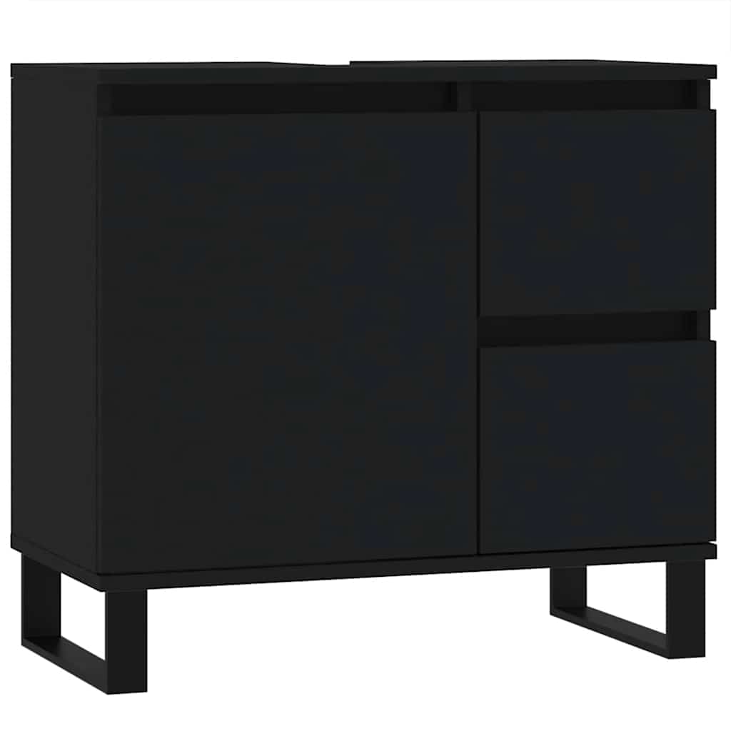 Armario de baño madera contrachapada negro 65x33x60 cm