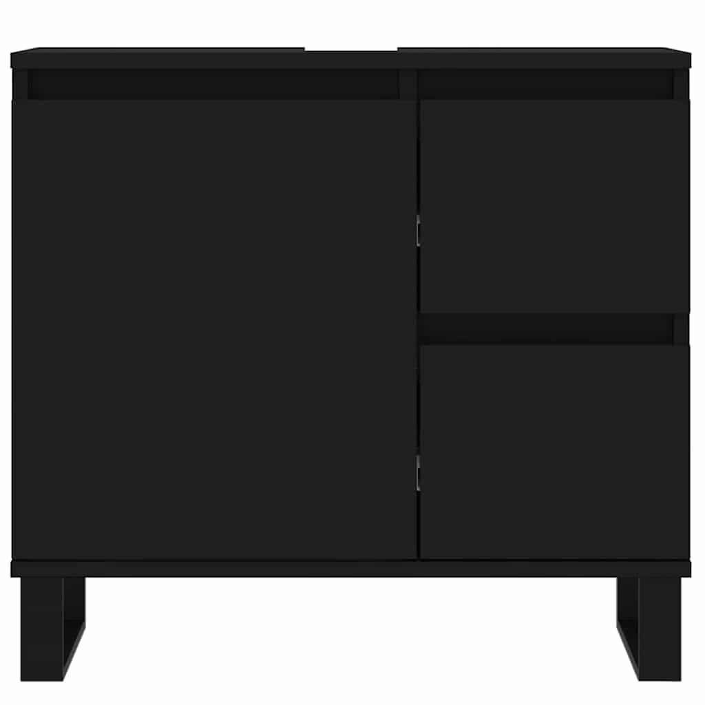 Armario de baño madera contrachapada negro 65x33x60 cm