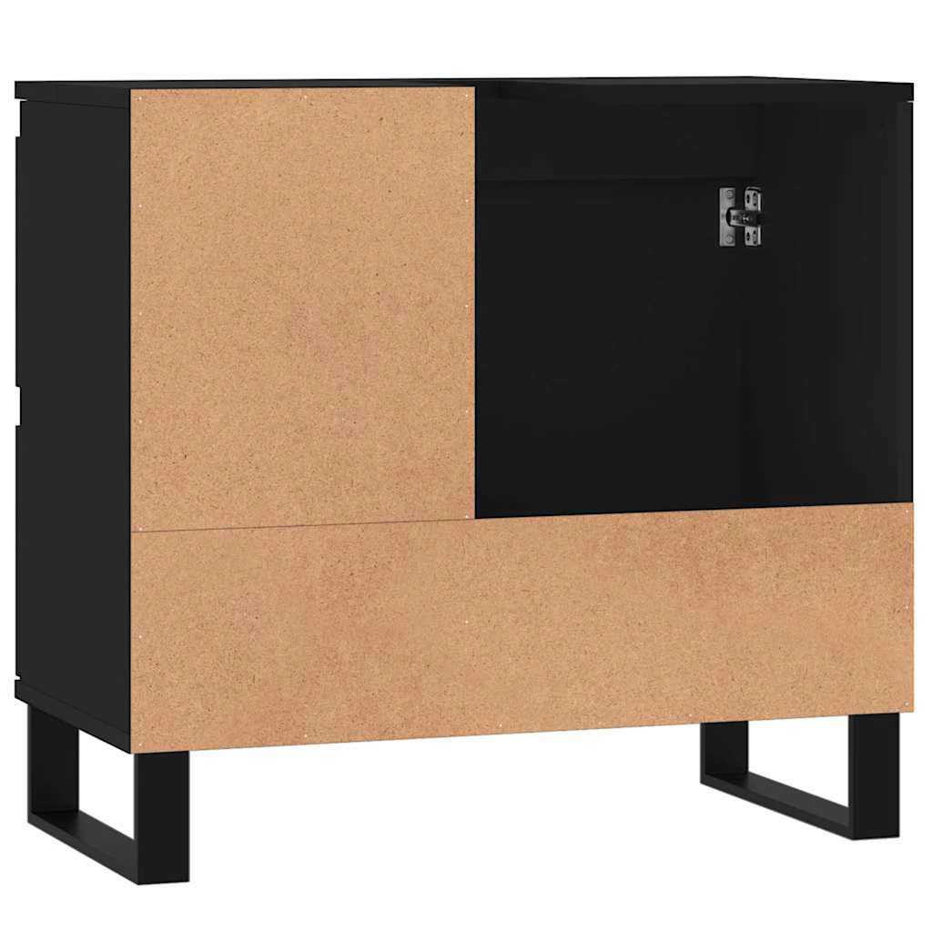 Armario de baño madera contrachapada negro 65x33x60 cm
