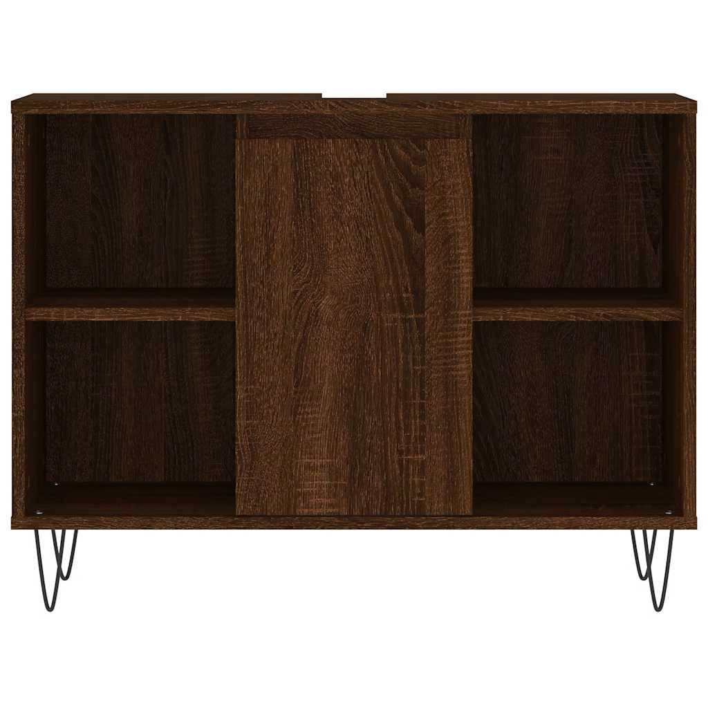 Mueble de baño madera de ingeniería roble marrón 80x33x60 cm