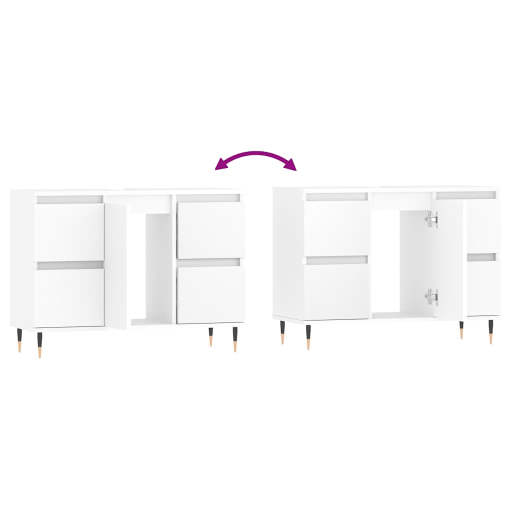 Mueble de baño madera de ingeniería blanco 80x33x60 cm