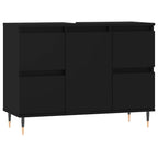 Mueble de baño madera de ingeniería negro 80x33x60 cm
