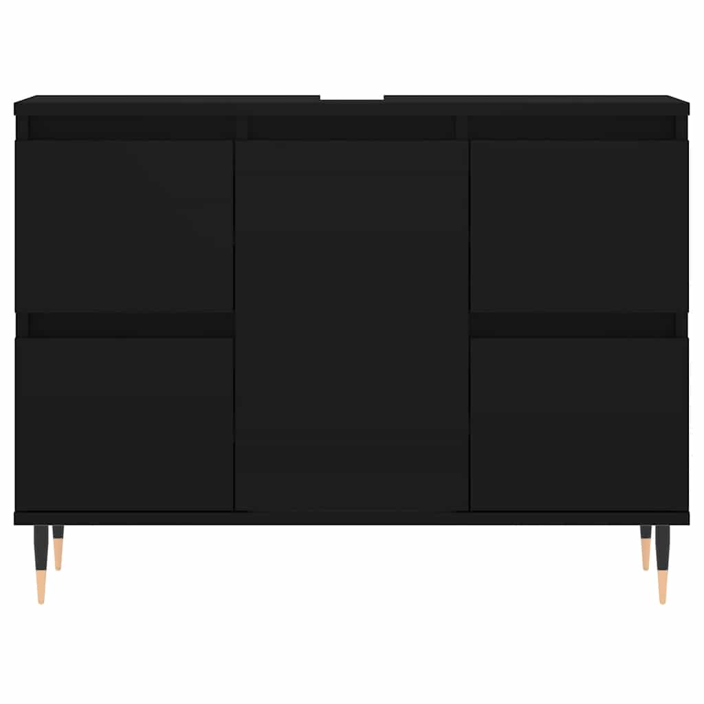 Mueble de baño madera de ingeniería negro 80x33x60 cm