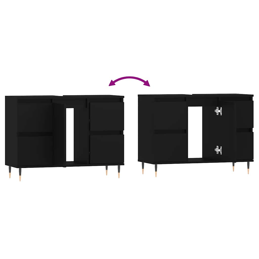 Mueble de baño madera de ingeniería negro 80x33x60 cm