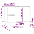 Mueble de baño madera de ingeniería gris hormigón 80x33x60 cm