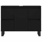 Mueble de baño madera de ingeniería negro 80x33x60 cm