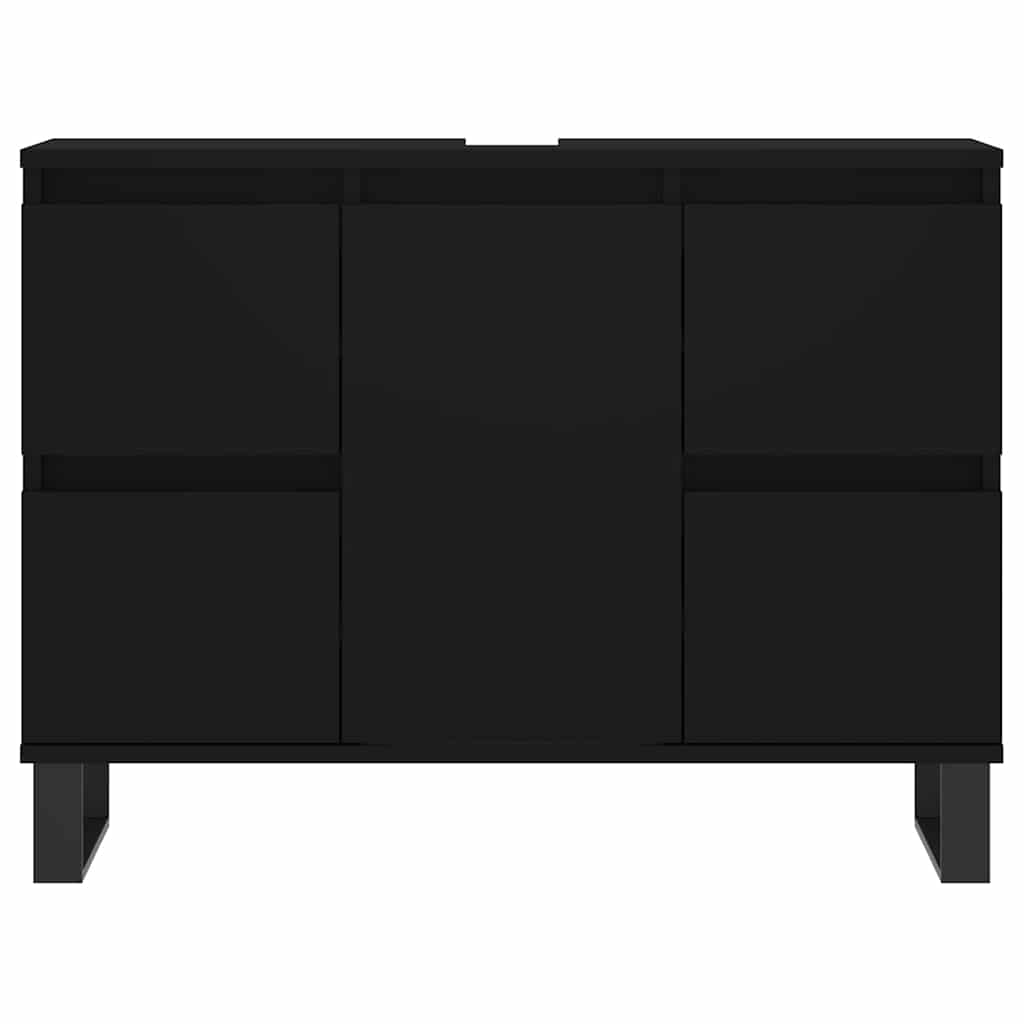 Mueble de baño madera de ingeniería negro 80x33x60 cm