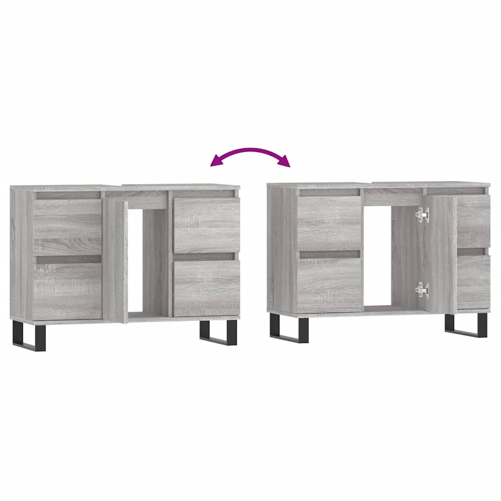 Mueble de baño madera de ingeniería gris Sonoma 80x33x60 cm
