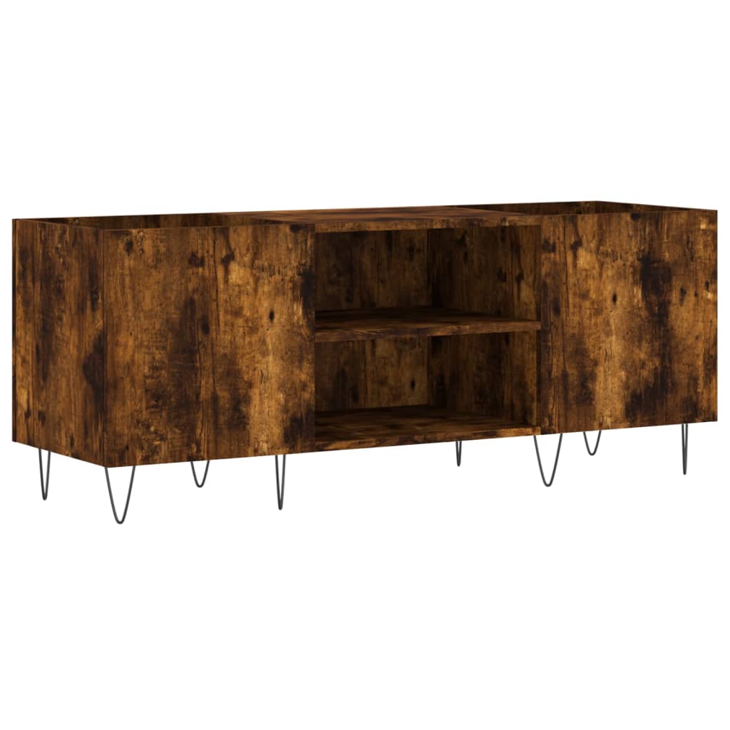 Mueble discos madera contrachapada roble ahumado 121x38x48 cm