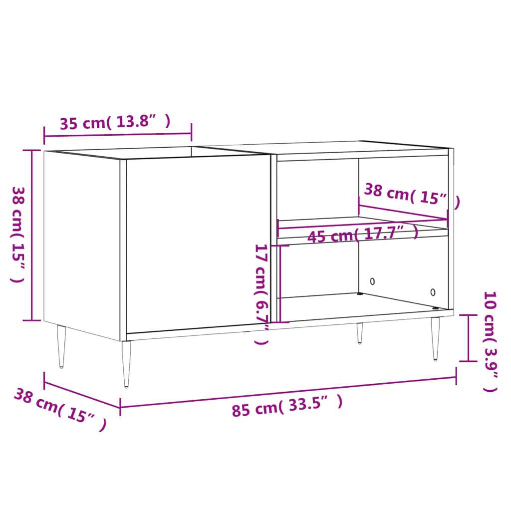 Mueble para discos madera de ingeniería blanco 85x38x48 cm