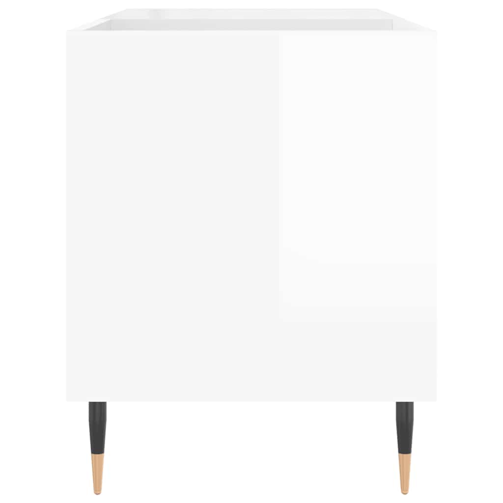 Mueble de discos madera de ingeniería blanco brillo 85x38x48 cm