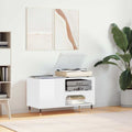 Mueble de discos madera de ingeniería blanco brillo 85x38x48 cm