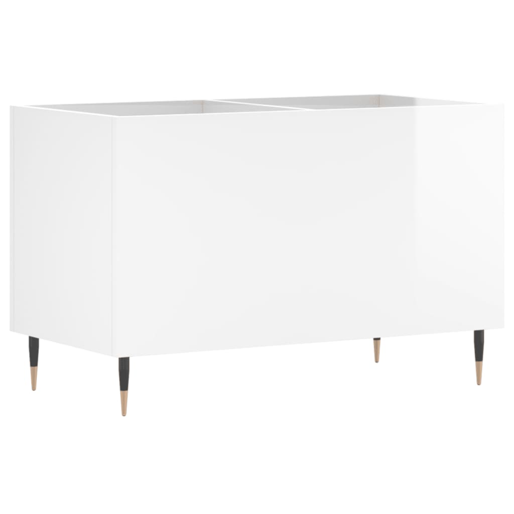 Mueble discos madera contrachapada blanco brillo 74,5x38x48 cm