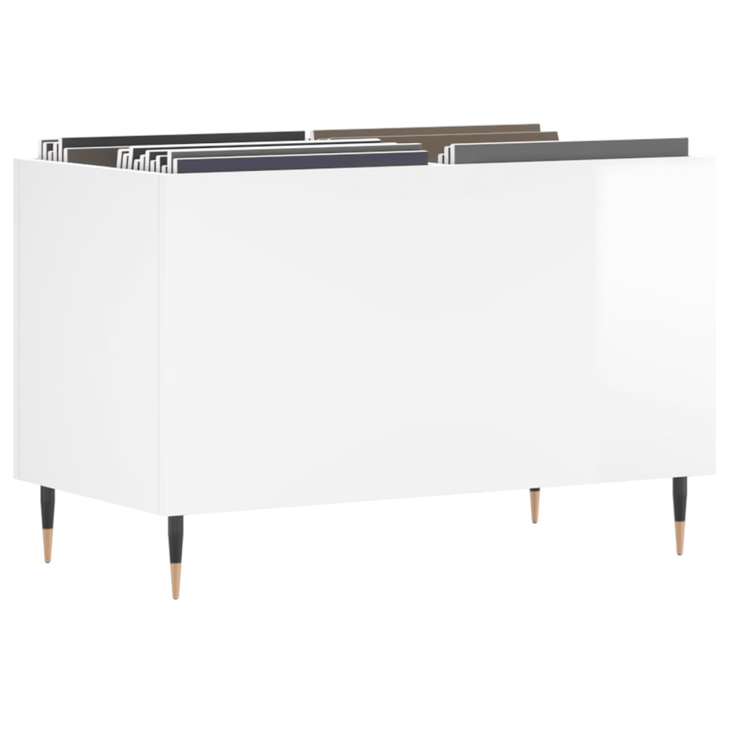 Mueble discos madera contrachapada blanco brillo 74,5x38x48 cm