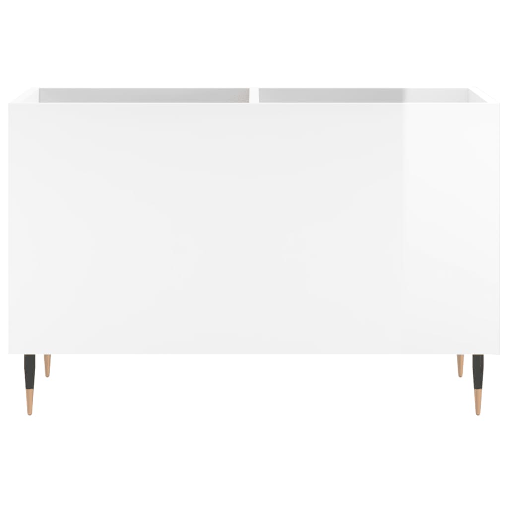 Mueble discos madera contrachapada blanco brillo 74,5x38x48 cm