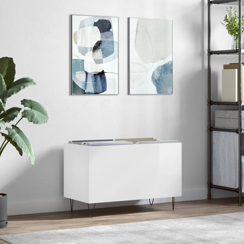 Móvel para discos, em madeira compensada, branco de alto brilho, 74,5x38x48 cm