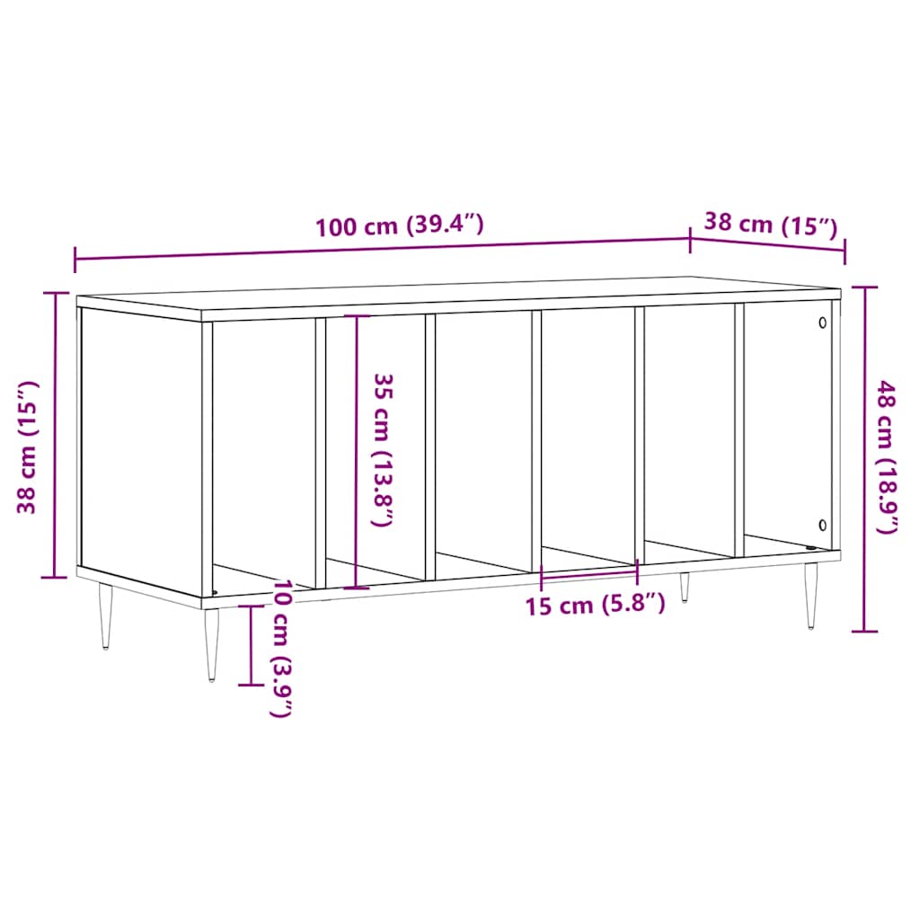 Mueble discos madera contrachapada roble Sonoma 100x38x48 cm