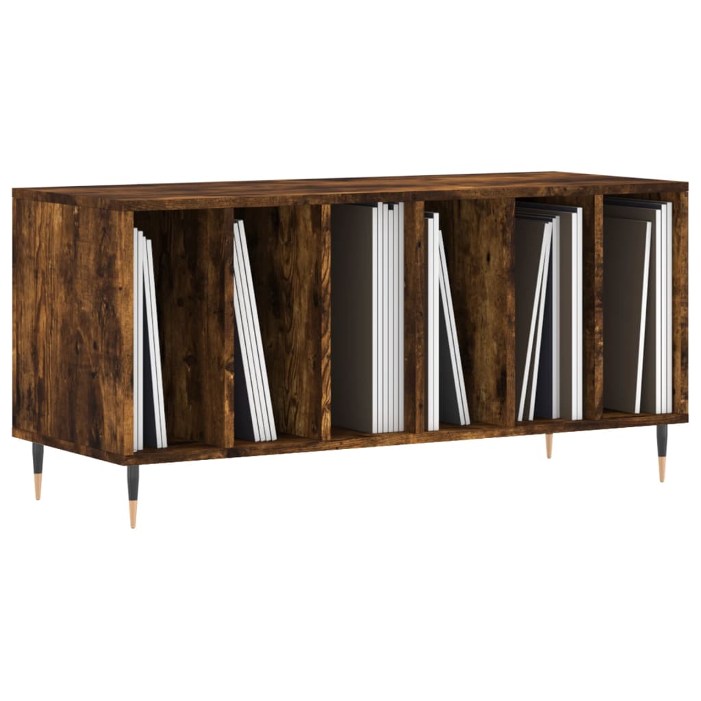 Mueble discos madera contrachapada roble ahumado 100x38x48 cm