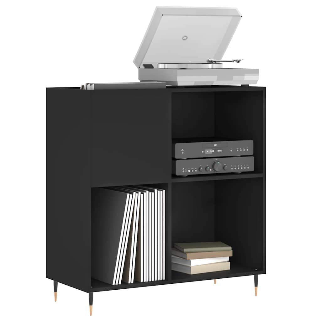 Mueble para discos madera contrachapada negro 84,5x38x89 cm