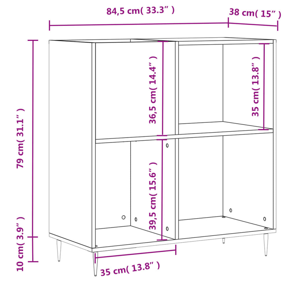 Mueble para discos madera contrachapada negro 84,5x38x89 cm