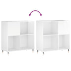Mueble discos madera contrachapada blanco brillo 84,5x38x89 cm