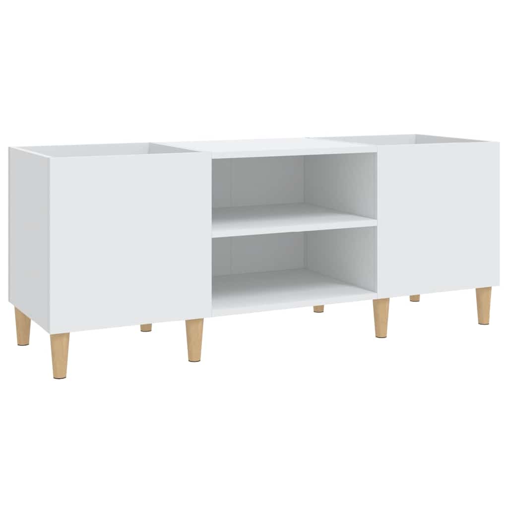 Mueble para discos de madera de ingeniería blanco 121x38x48 cm