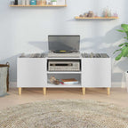 Mueble para discos de madera de ingeniería blanco 121x38x48 cm