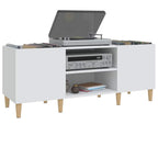 Mueble para discos de madera de ingeniería blanco 121x38x48 cm