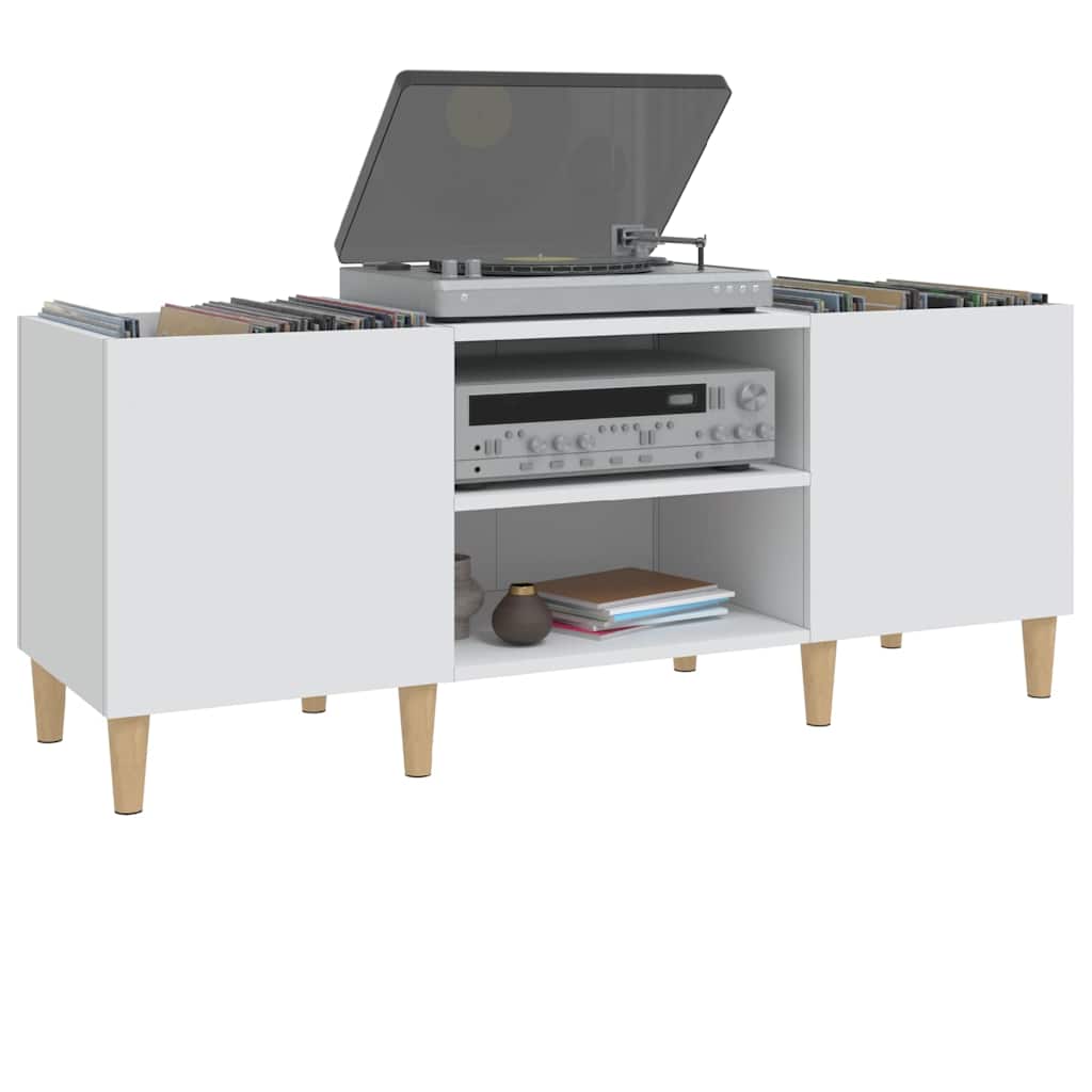Mueble para discos de madera de ingeniería blanco 121x38x48 cm