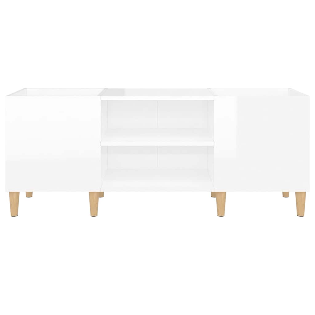 Mueble discos madera contrachapada blanco brillo 121x38x48 cm
