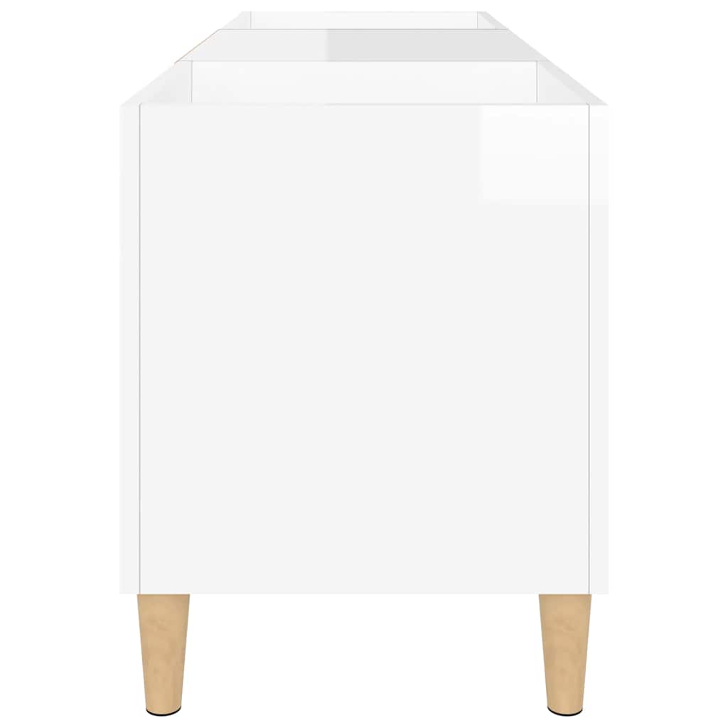 Mueble discos madera contrachapada blanco brillo 121x38x48 cm