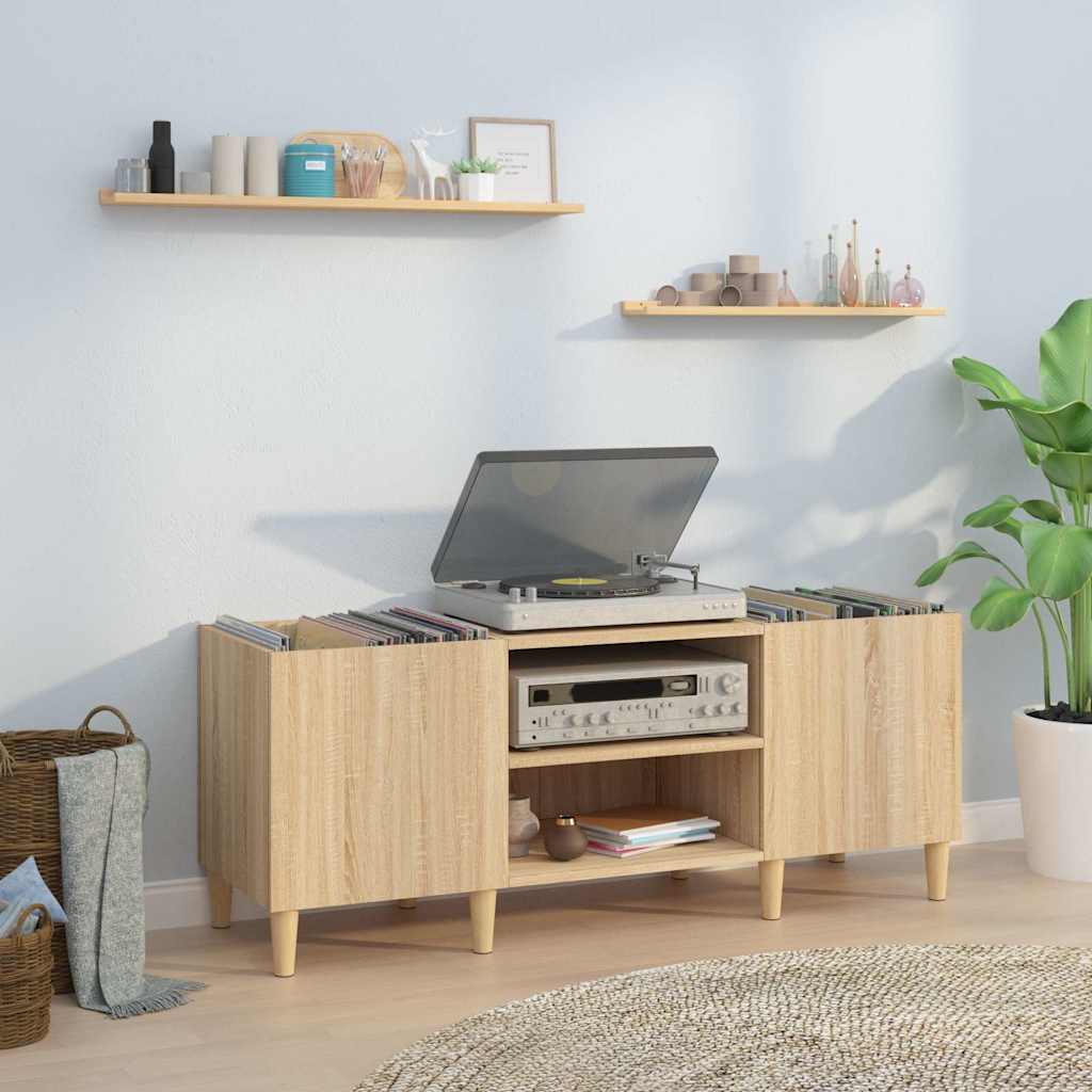 White engineered wood record cabinet 121x38x48 cm