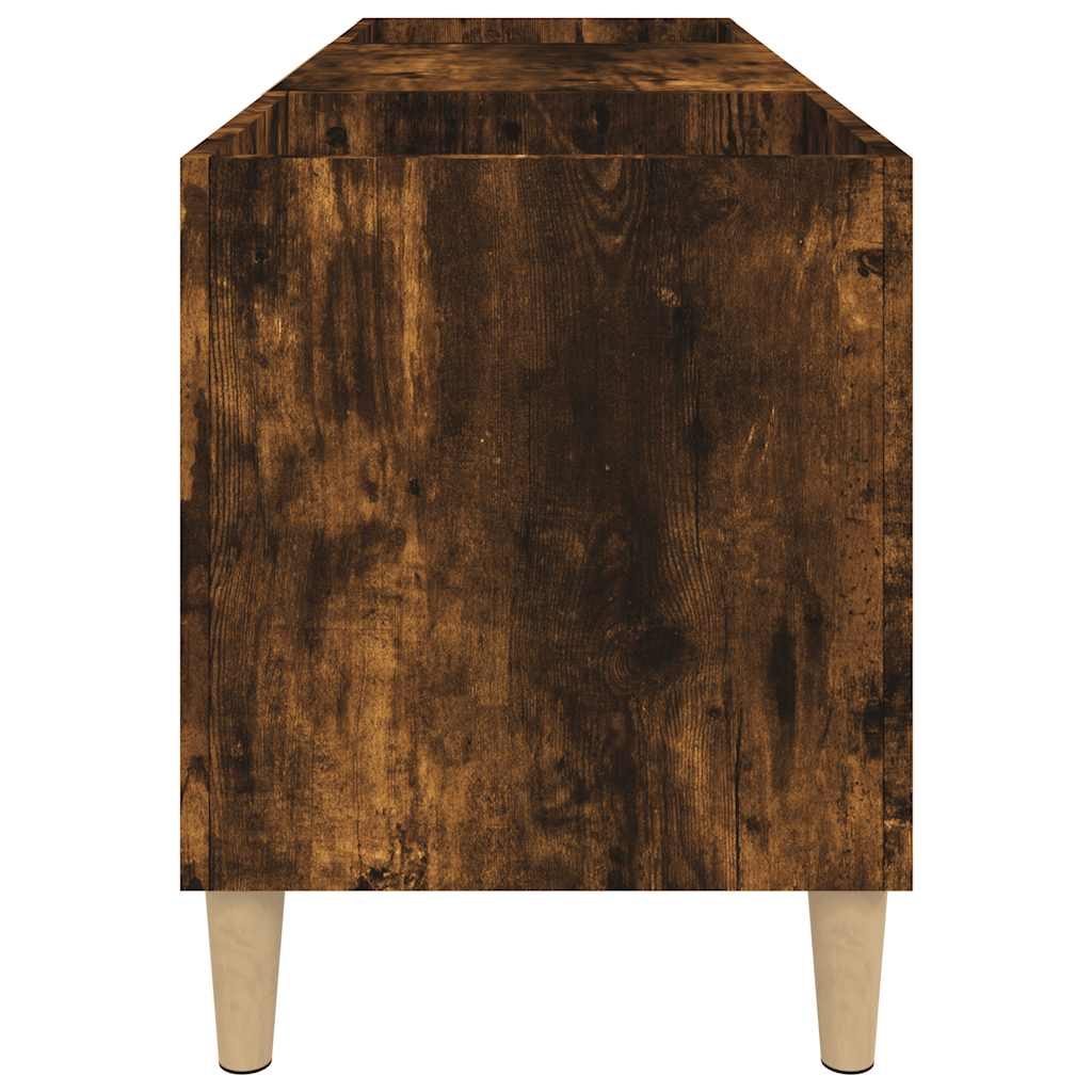 Mueble discos madera contrachapada roble ahumado 121x38x48 cm