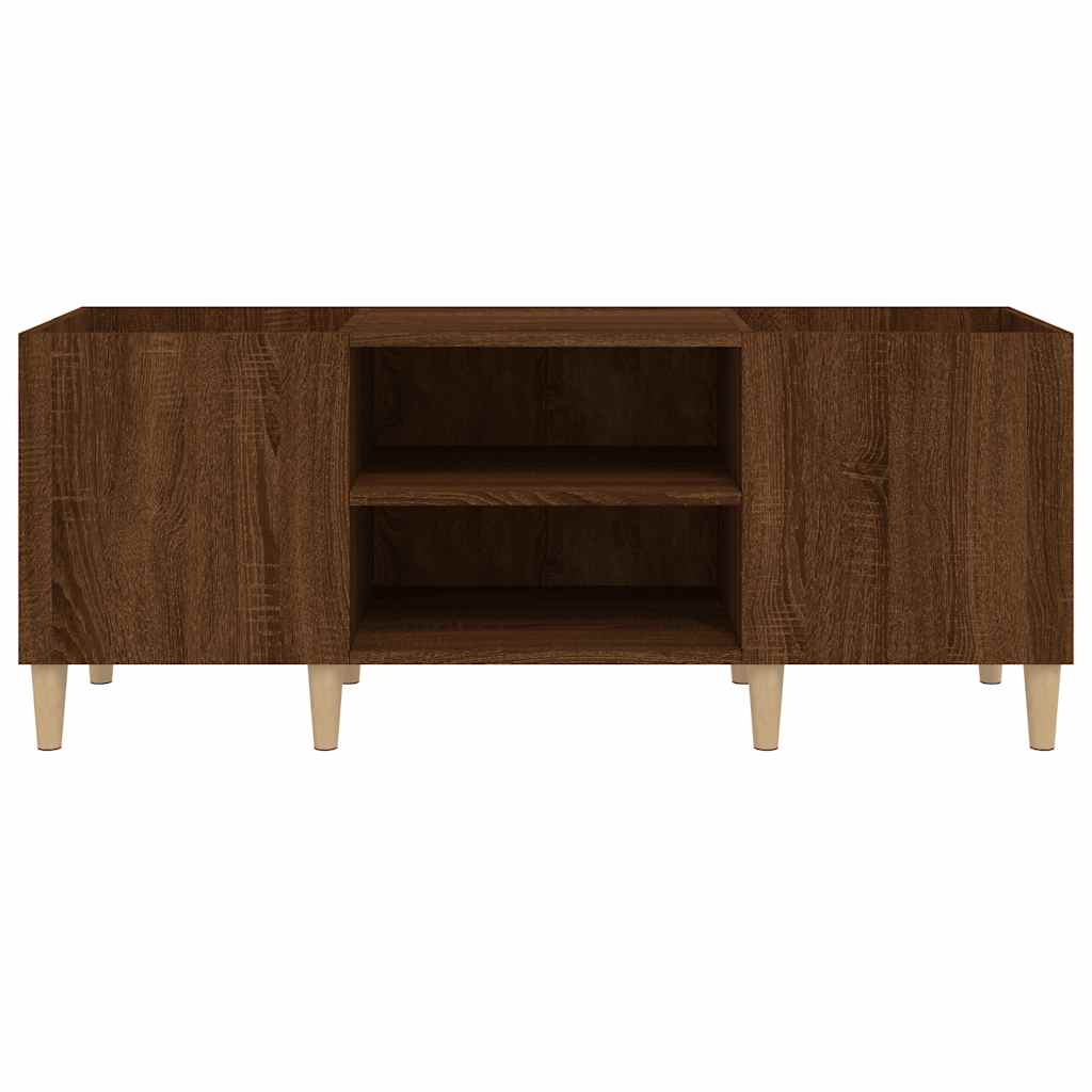 Mueble de discos madera contrachapada roble marrón 121x38x48 cm