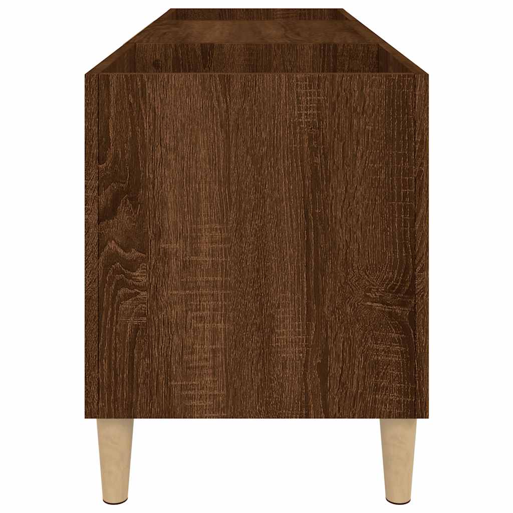 Mueble de discos madera contrachapada roble marrón 121x38x48 cm