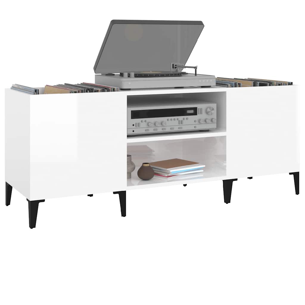 Mueble para discos madera contrachapada blanco 121x38x48 cm