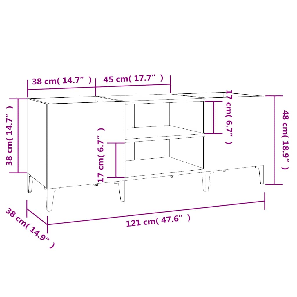 Mueble para discos madera contrachapada blanco 121x38x48 cm
