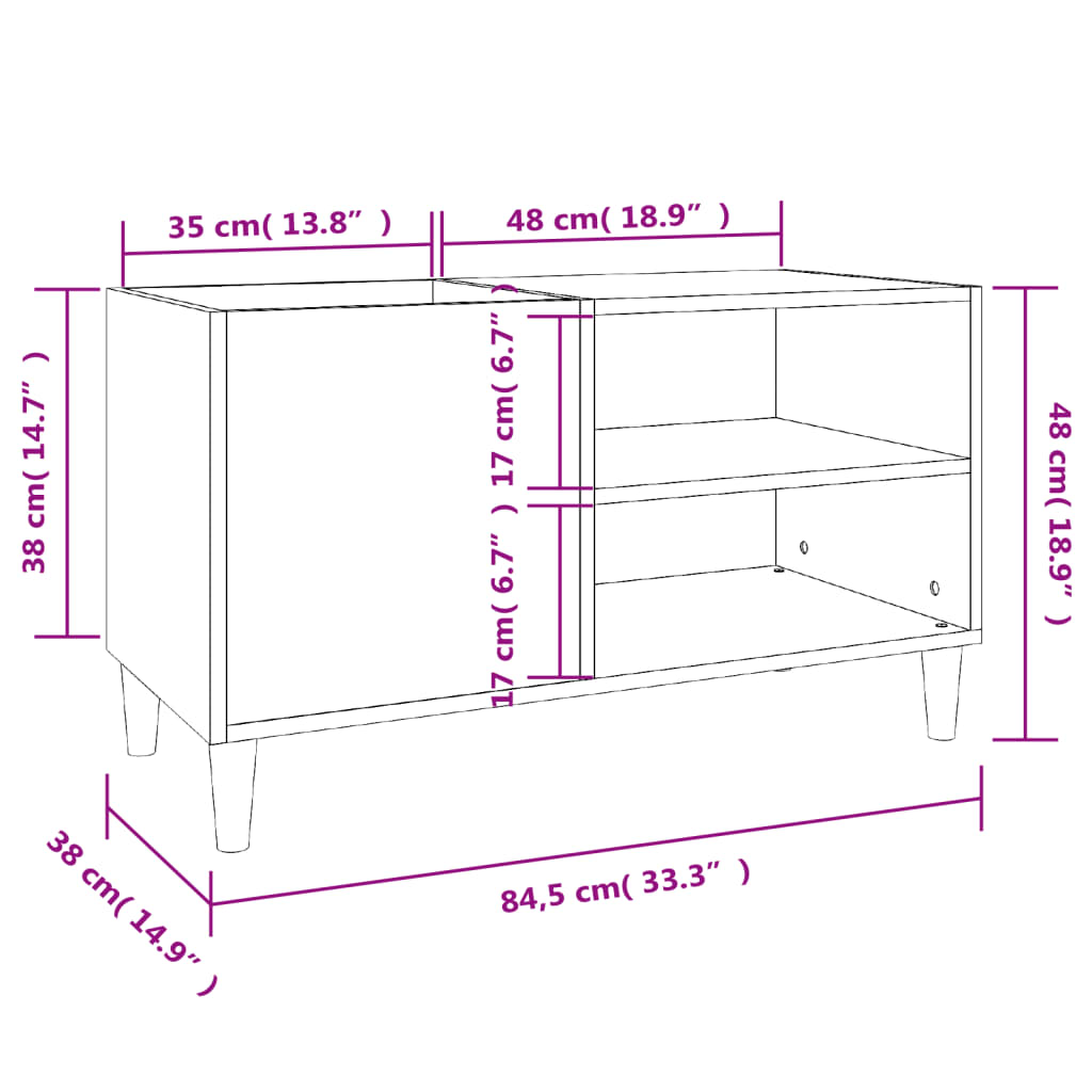 Mueble para discos madera contrachapada blanco 84,5x38x48 cm