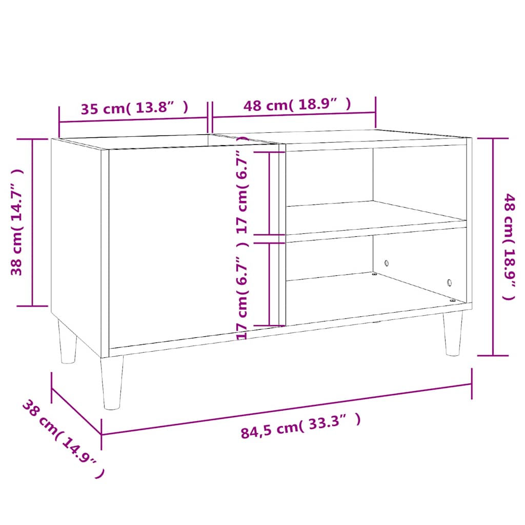 Mueble discos madera contrachapada roble sonoma 84,5x38x48 cm