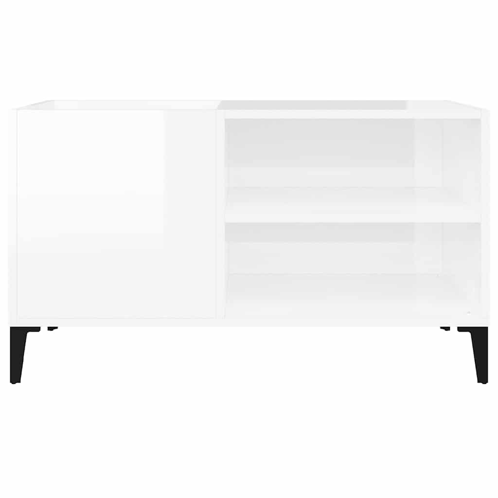 Mueble discos madera contrachapada blanco brillo 84,5x38x48 cm