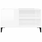 Mueble discos madera contrachapada blanco brillo 84,5x38x48 cm