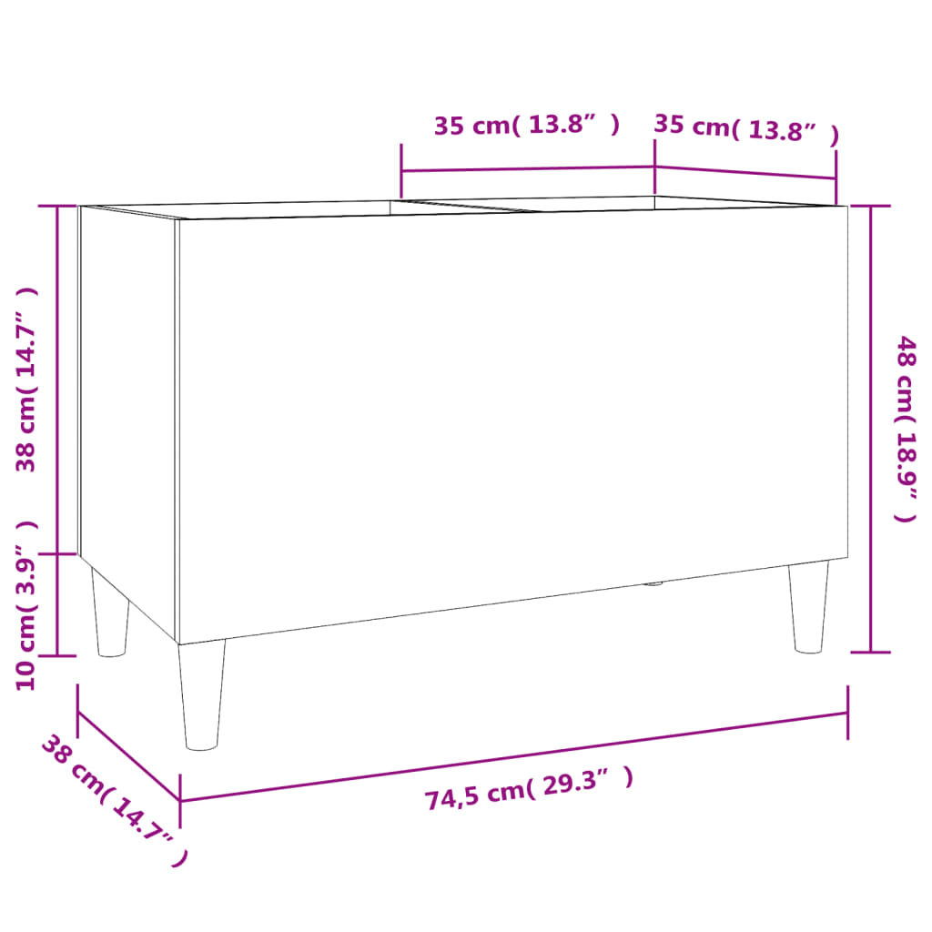 Mueble discos madera contrachapada roble marrón 74,5x38x48 cm